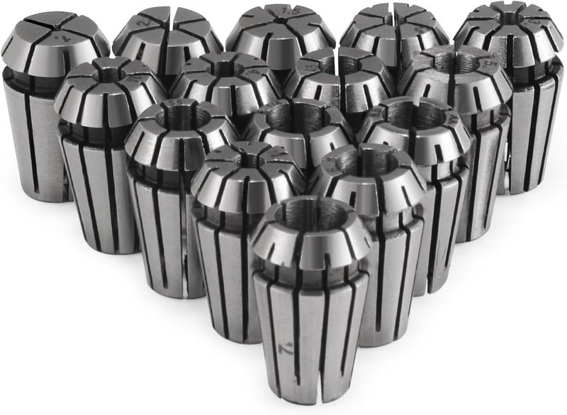 HOZLY 15PCS ER11 Collet Set Precision Tool for CNC Engraving Milling Lathe Chuck Tool,Collets including 1mm-7mm,1/4",1/8" (ER11) - Image 1